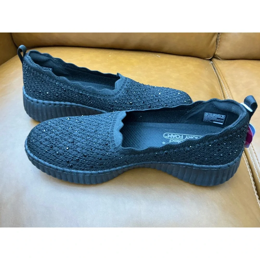 Skechers Wilshire Blvd Charmstr Slip-On‎ Womens 8.5 Black Rhinestone